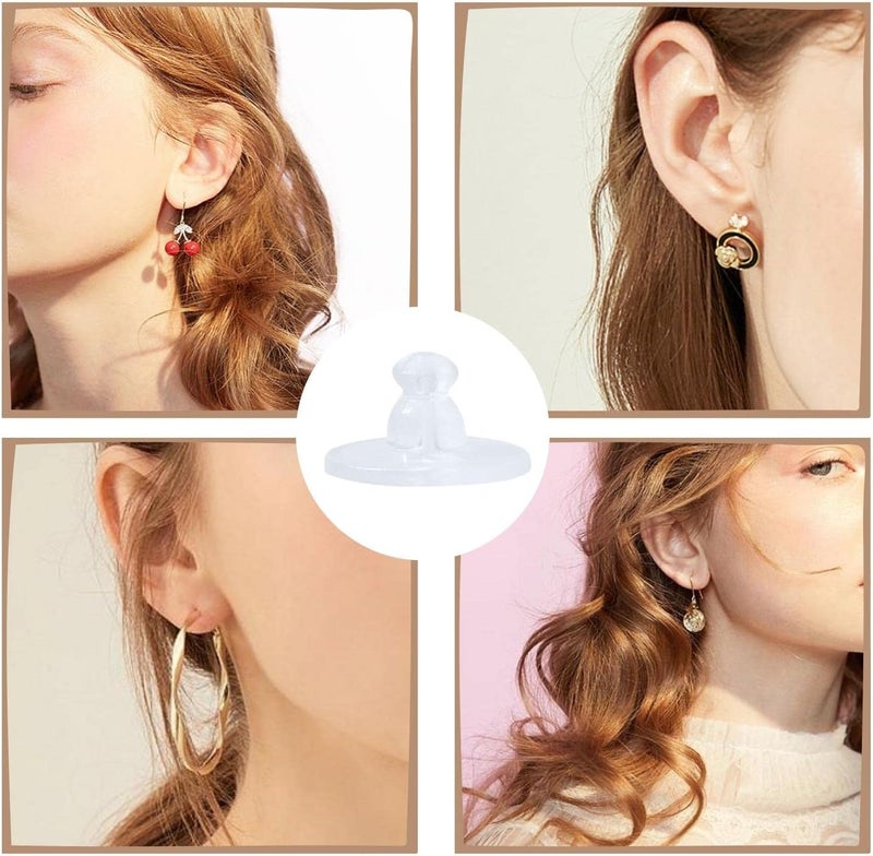 KASBEE Earring Backs, Silicone Earring Backings, Clear Rubber Earring Safety Back Stoppers, Soft Clutch Ear Locking with Pad (Pack of 100) - Image 5